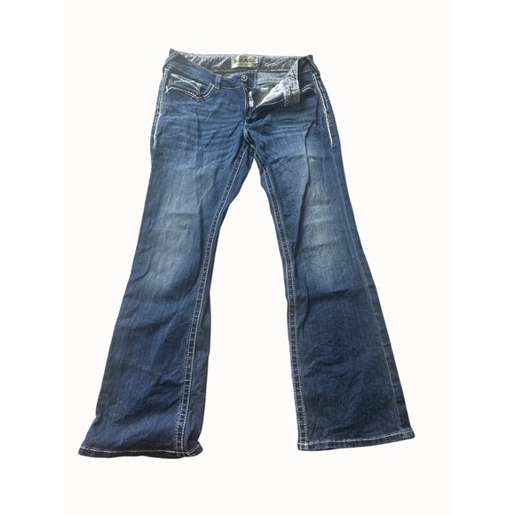 Ariat Denim - Ariat R.E.A.L. Denim Mid Rise Bootcut Womens Jeans Sz 32R Blue Distressed Style